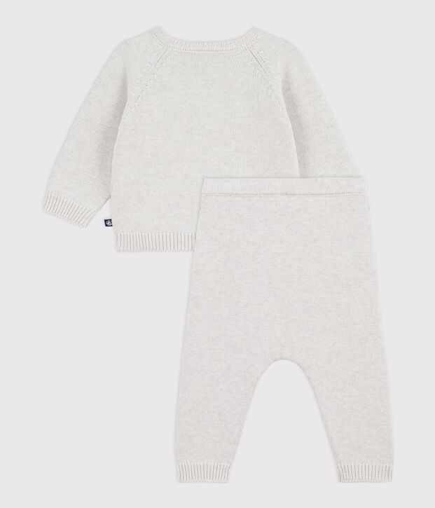 Completo 2 pezzi neonato in maglia di lana e cotone con motivo orsetto MONTELIMAR CHINE