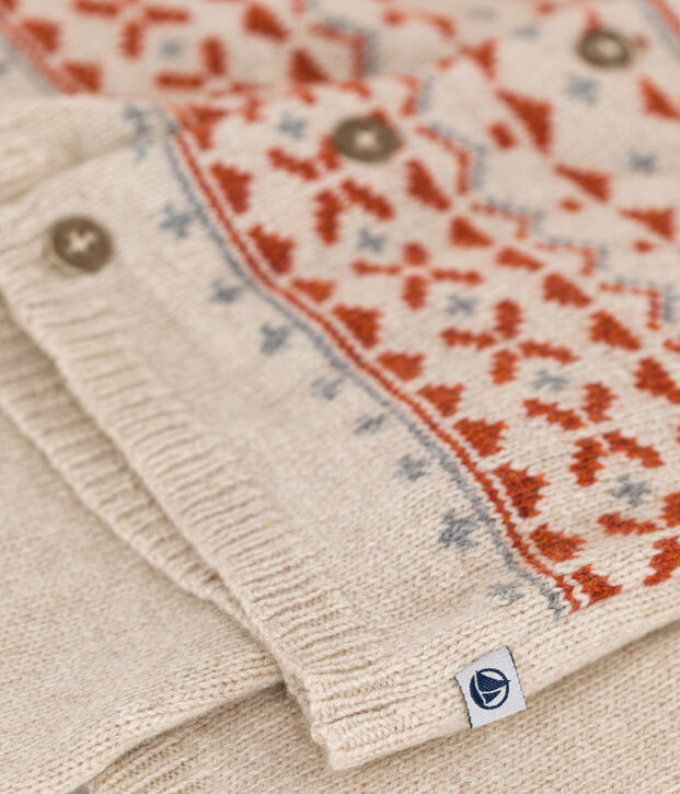 Completo in tricot jacquard per beb&egrave; beige/multicolore