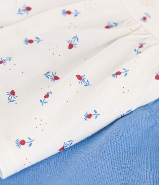 Completo nascita due pezzi in cotone con blusa a volant bianco MARSHMALLOW/bianco MULTICO
