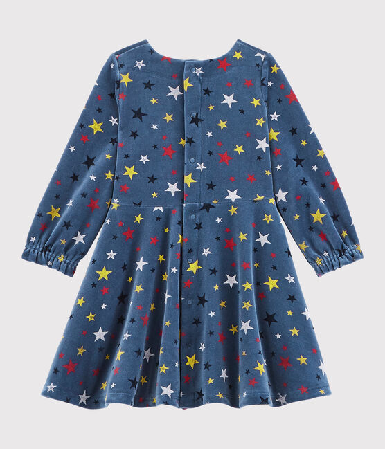 Abito a maniche lunghe da bebè femmina blu MEDIEVAL/bianco MULTICO