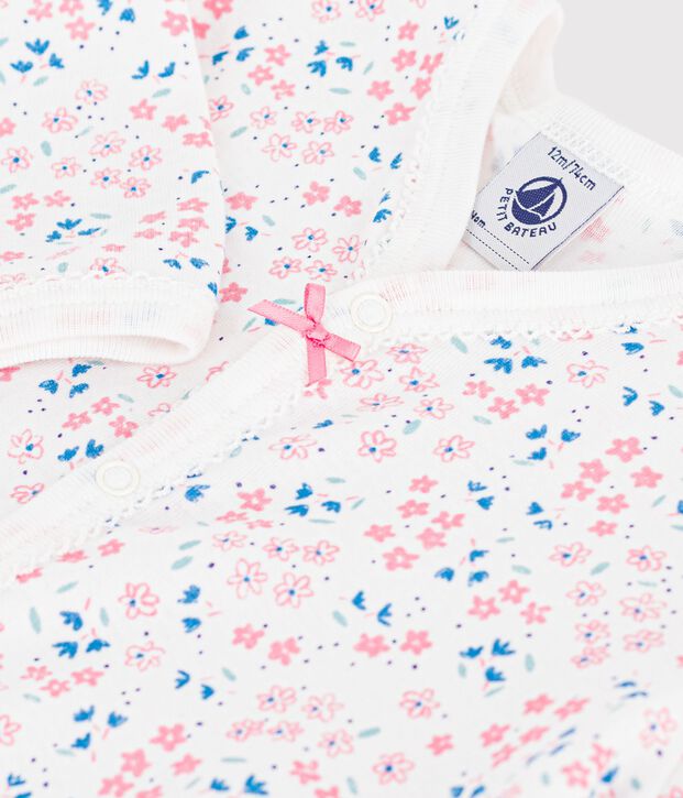 Pigiama senza piedini in cotone con stampa a fiori neonato bianco/multicolore