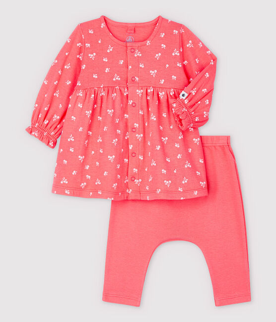 Body leggings ciliegie bebè in tubique in cotone biologico rosa PEACHY/rosa FLEUR
