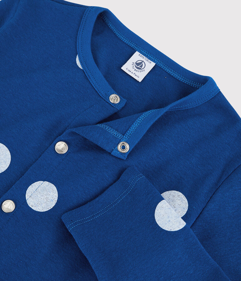 Cardigan in cotone e lino bambina blu/bianco