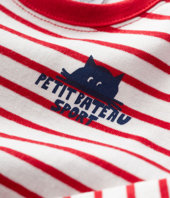 T-shirt a righe in cotone bébé bianco MARSHMALLOW/rosso TERKUIT