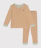 Pigiama bambino in cotone a righe marrone CUIVRE/ MARSHMALLOW