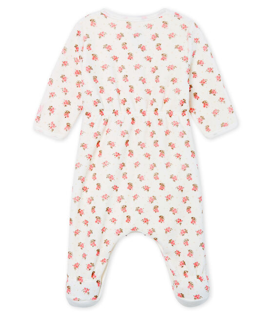Bodyjama bebè femmina in ciniglia bianco MARSHMALLOW/bianco MULTICO