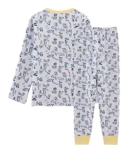 Pigiama bambino a costine grigio BELUGA/bianco MULTICO