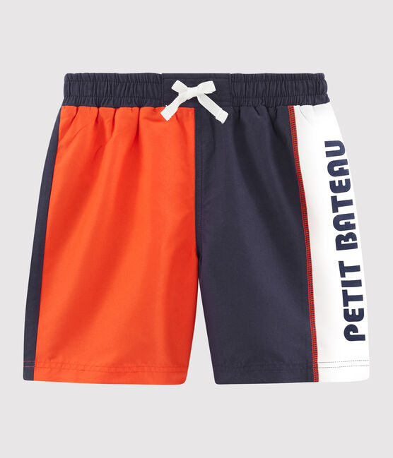 Shorts mare effetto color block bambino blu TOUAREG/arancione SPICY