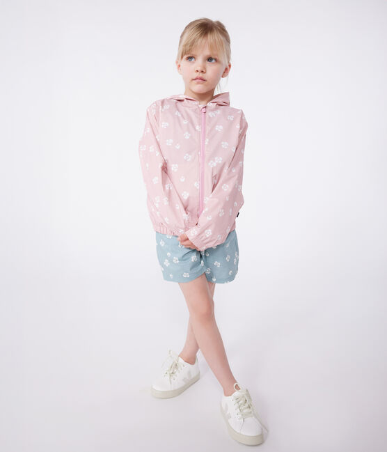 Giacca a vento a fiori bambina rosa CHARME/bianco MARSHMALLOW