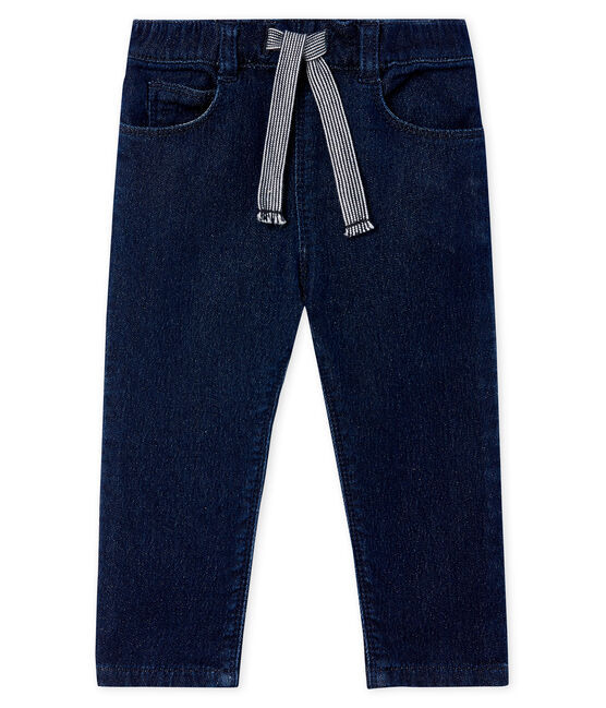 Pantaloni in maglia effetto denim per neonati blu JEAN