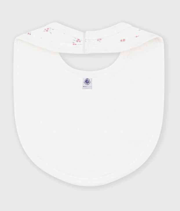 Bavaglino in cotone con stampa neonato bianco/rosa
