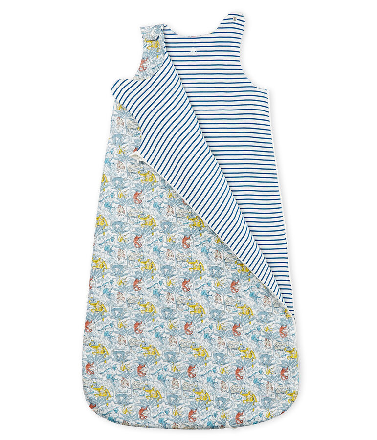 Sacco nanna reversibile beb&egrave; maschietto in cotone bianco MARSHMALLOW/blu CONTES