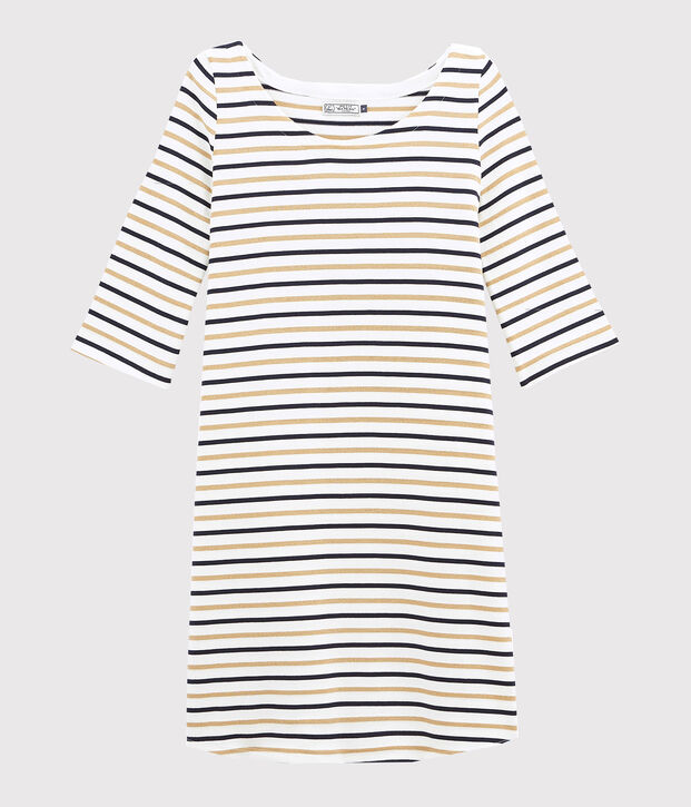 abito ampio a righe tricolore donna bianco/blu/BRINDILLE DORE
