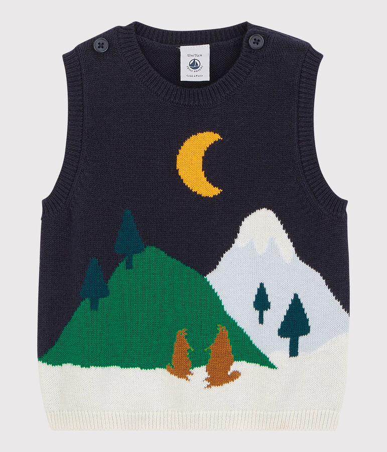 Pullover in lana e cotone beb&egrave;. blu SMOKING