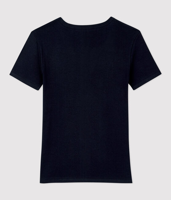 T-shirt L'ICONIQUE scollo a V in cotone donna blu SMOKING