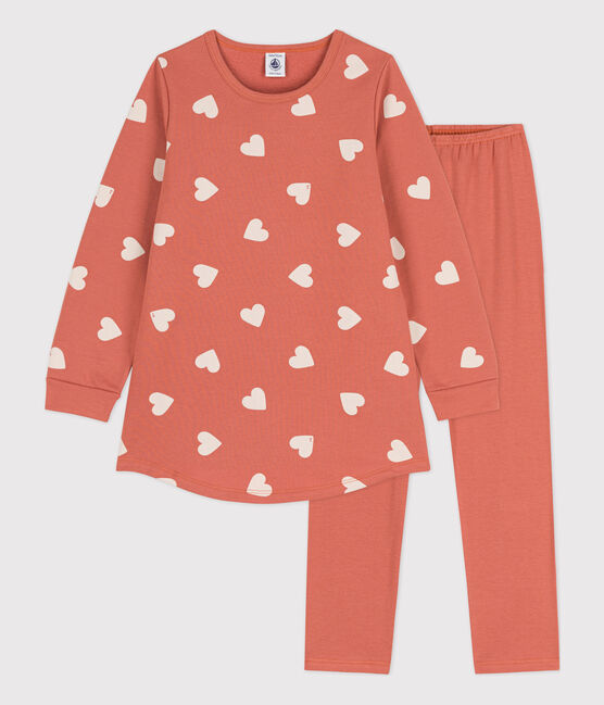 Camicia da notte e legging cuore bambina in molleton e in cotone BRANDY/ AVALANCHE