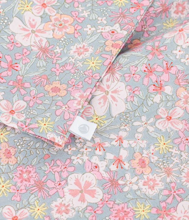 Blusa neonata a maniche corte in cotone con stampa a fiori blu/multicolore