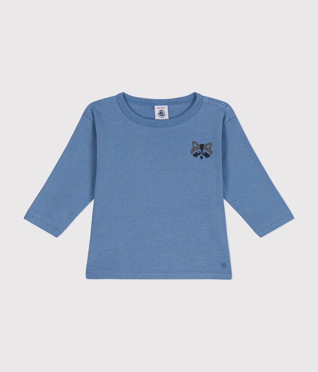 T-shirt beb&egrave; a maniche lunghe in cotone blu
