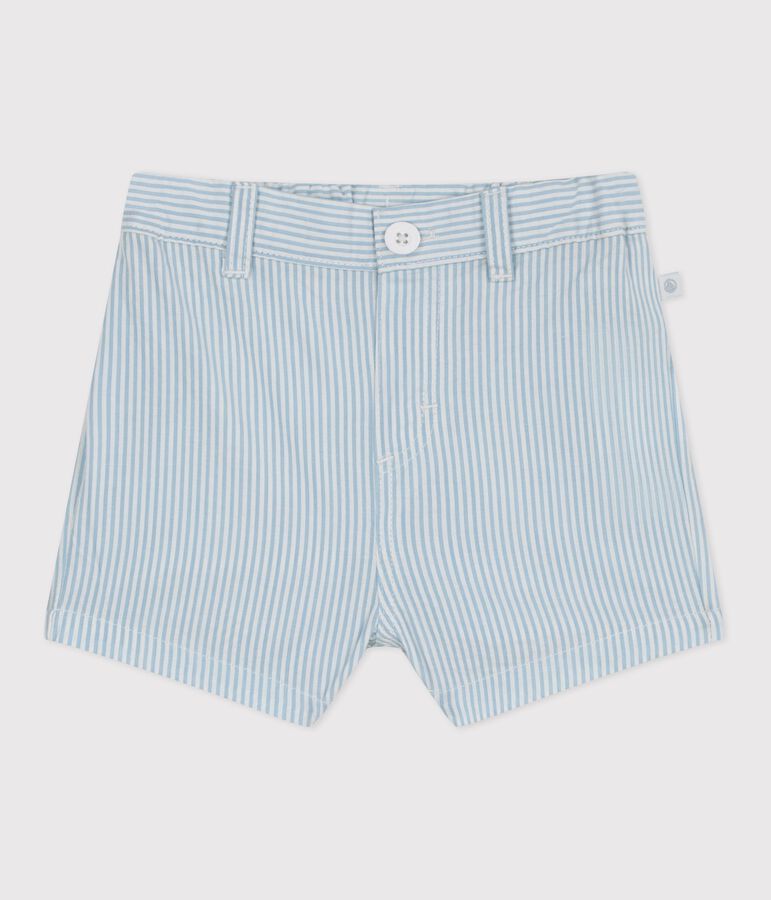 Shorts in cotone a righe neonato. bianco/blu