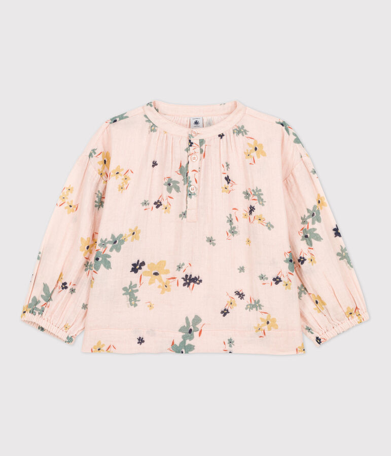 Blusa stampata in garza di cotone bambina rosa/multicolore