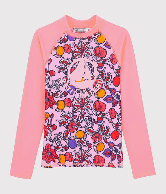 T-shirt anti-UV UPF 50+ ecoresponsabile donna rosa PATIENCE/bianco MULTICO