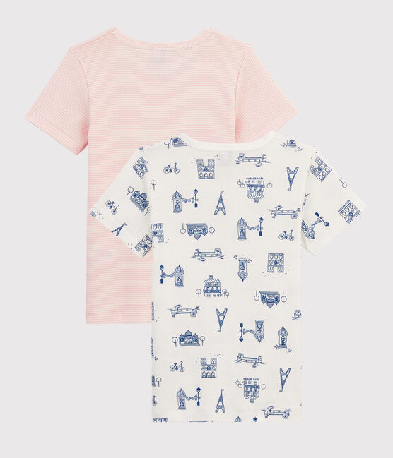 Confezione da 2 t-shirt manica corta fantasia Parigi da bambina variante 1