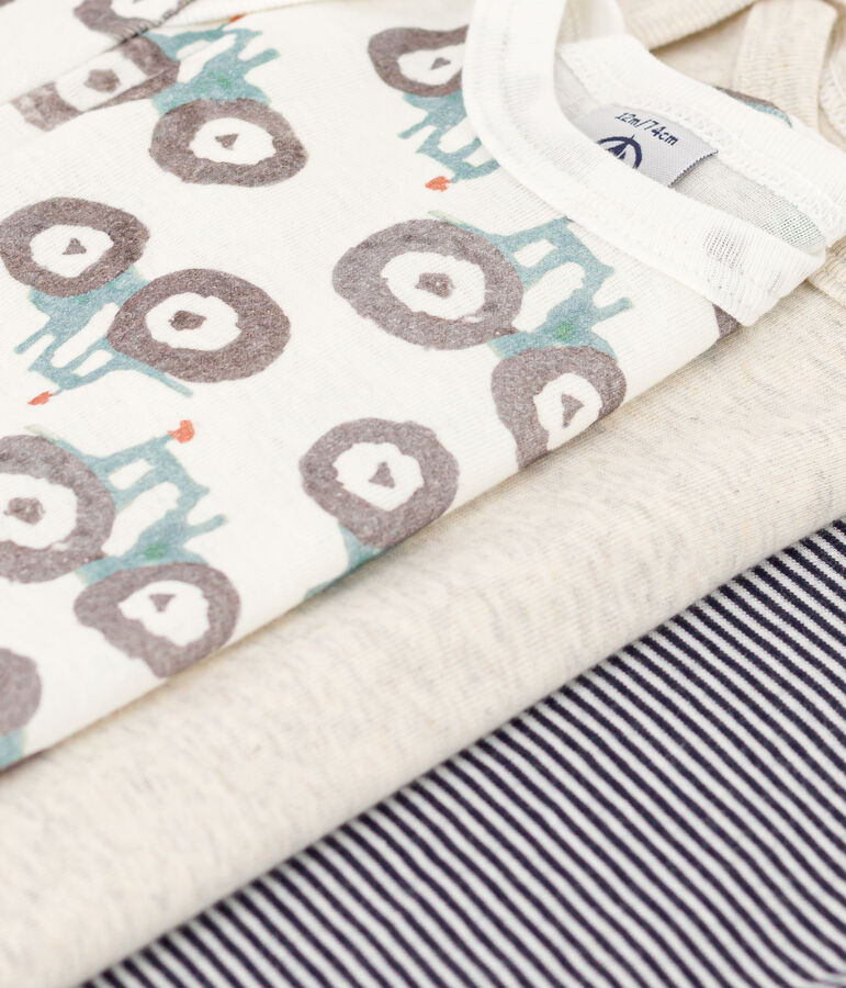 Confezione da 3 body beb&egrave; a maniche lunghe in cotone con motivo trattori multicolore