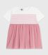 Abito a maniche corte in cotone e tulle con corpetto a righe neonata
