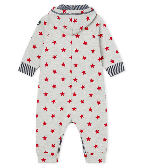 Tutina lunga da bebè maschio in fantasia con cappuccio grigio BELUGA/rosso TERKUIT CN