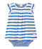 Abito body per bebé femmina rigato bianco MARSHMALLOW/blu PERSE