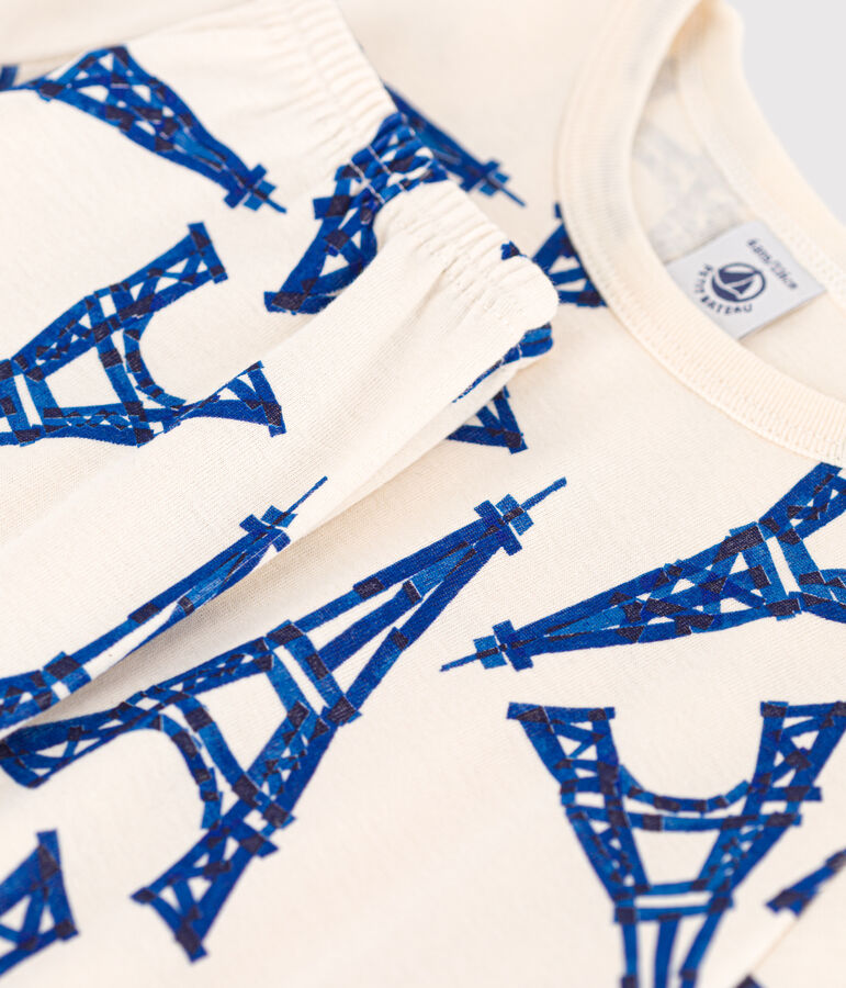 Pigiama bambino unisex a maniche corte in cotone bianco AVALANCHE/ MULTICO