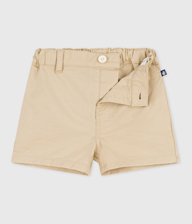 Shorts in cotone tinta unita neonato beige