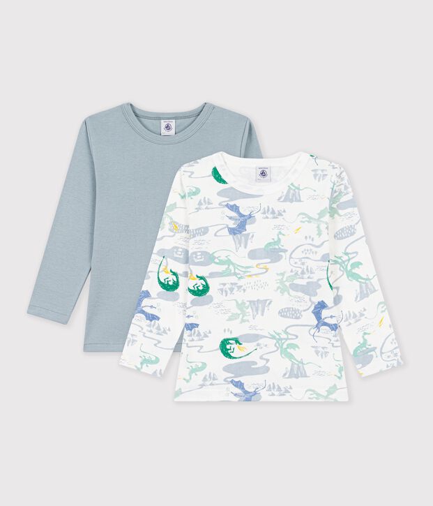 Set di T-shirt a maniche lunghe in cotone con draghi stampati bambino multicolore