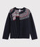 Cardigan lana e cotone bambina blu SMOKING/bianco MULTICO