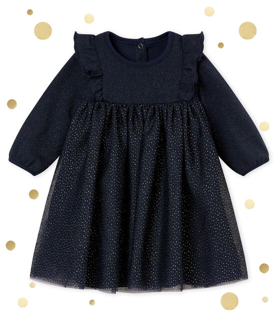 Abito con paillettes per bebé femmina blu SMOKING/giallo DORE