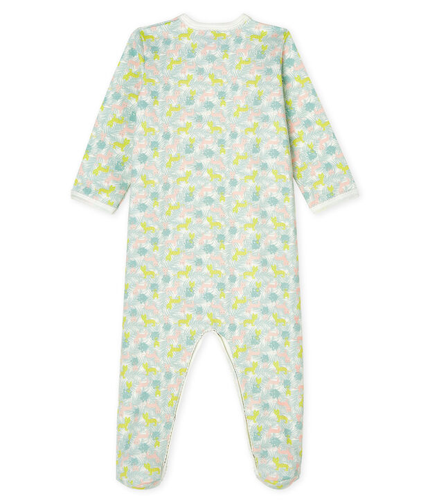 Tutina pigiama beb&egrave; femmina in molleton bianco/multicolore