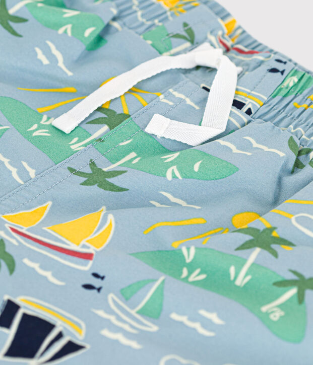 Shorts da mare riciclati con stampa bambino blu/multicolore