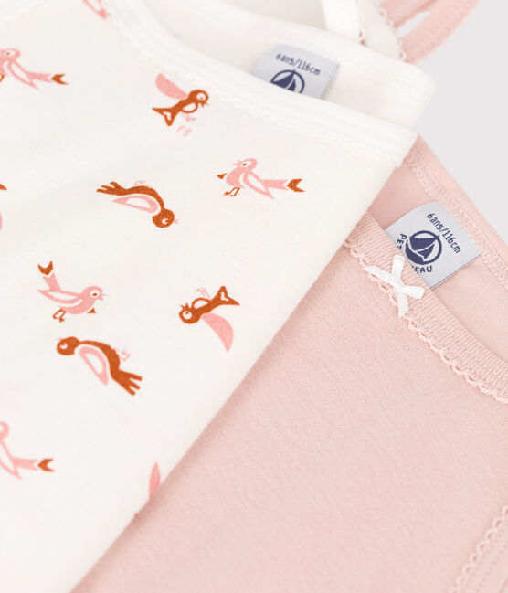 Confezione da 2 canottiere con spalline, fantasia uccellini, bambina cotone variante 1