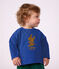 T-shirt a maniche lunghe in cotone tinta unita con motivo neonato blu
