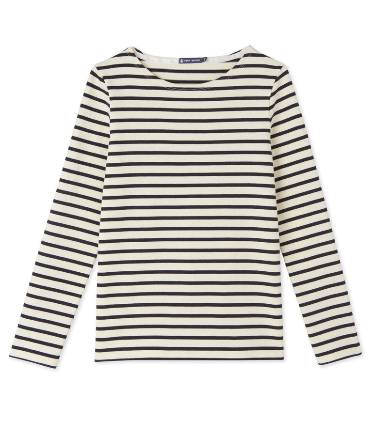 Mariniere per donna in jersey pesante beige COQUILLE/blu SMOKING