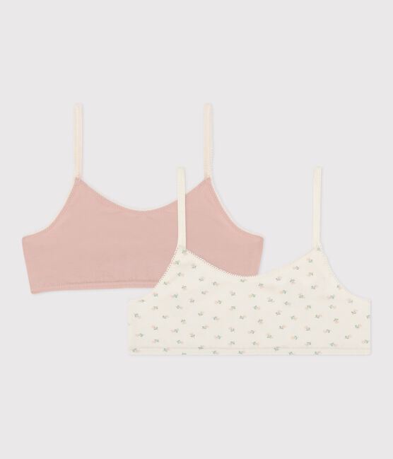 Confezione da 2 brassière ragazza in cotone ed elastam a fiori variante 1