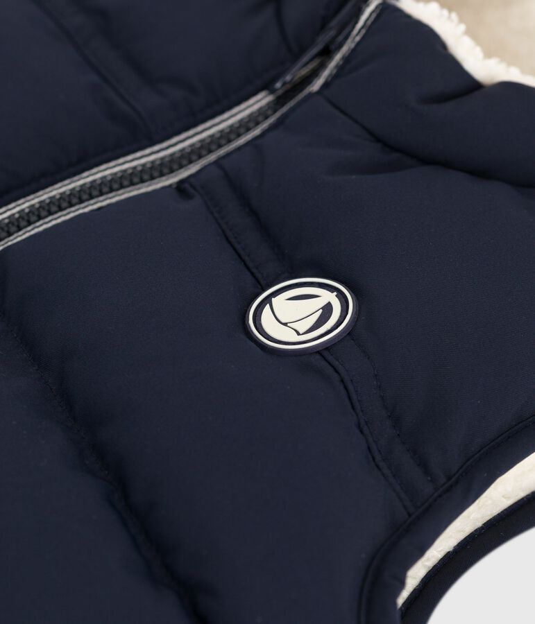 Piumino senza maniche double face neonato blu/ecru