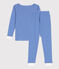 Pigiama attillato a righe in cotone unisex blu PERSE/bianco MARSHMALLOW