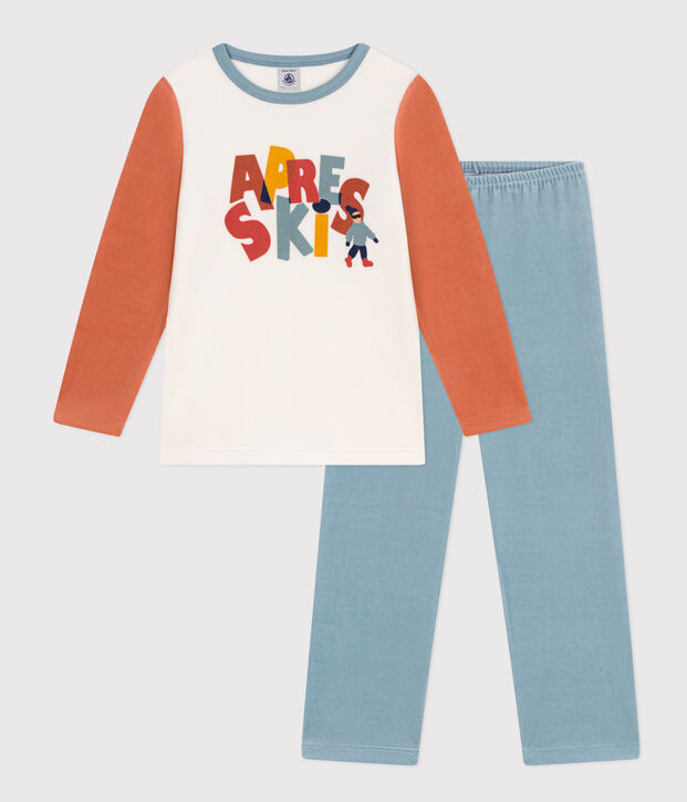 Pigiama bambino unisex in ciniglia blu/multicolore