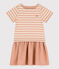 Abito bambina a maniche corte in bi-materiale a righe VINTAGE/ AVALANCHE