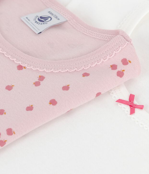 Set di T-shirt a maniche corte in cotone con mele stampate bambina multicolore