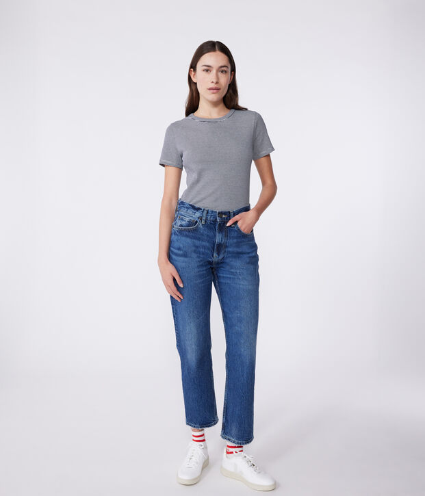T-shirt L'ICONIQUE girocollo in cotone Donna blu/bianco