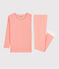 Pigiama snugfit bambina millerighe in cotone rosa PEACHY/bianco MARSHMALLOW