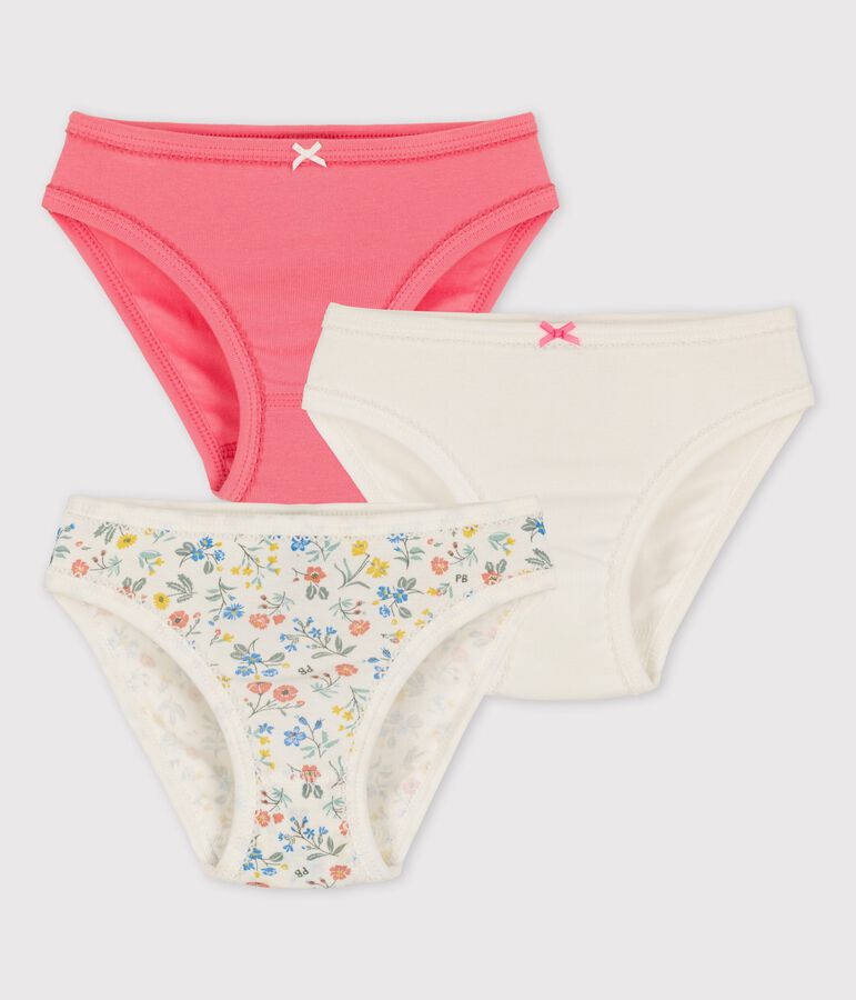 Confezione da 3 slip bambina a fiori in cotone multicolore