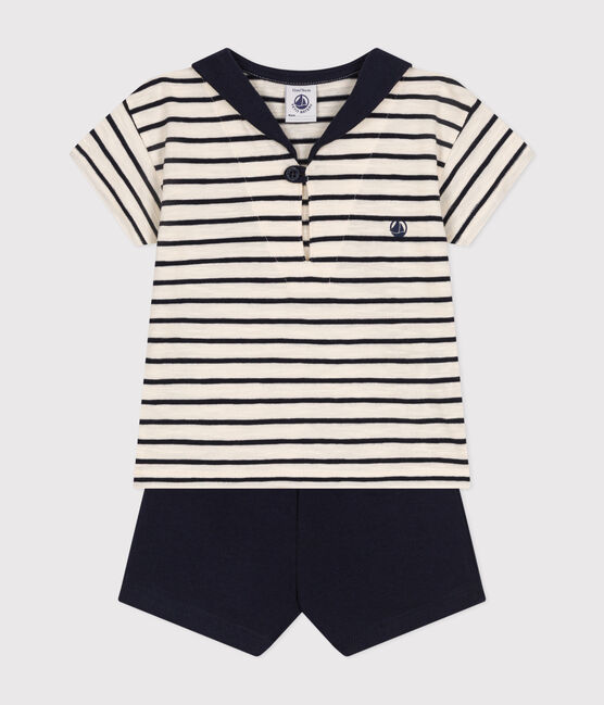 Set bebè t-shirt e pantaloncini in jersey bianco AVALANCHE/blu SMOKING